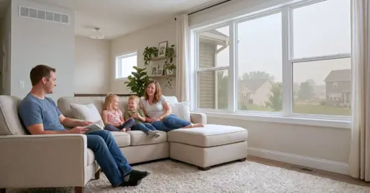 Small family enjoying their time indoors